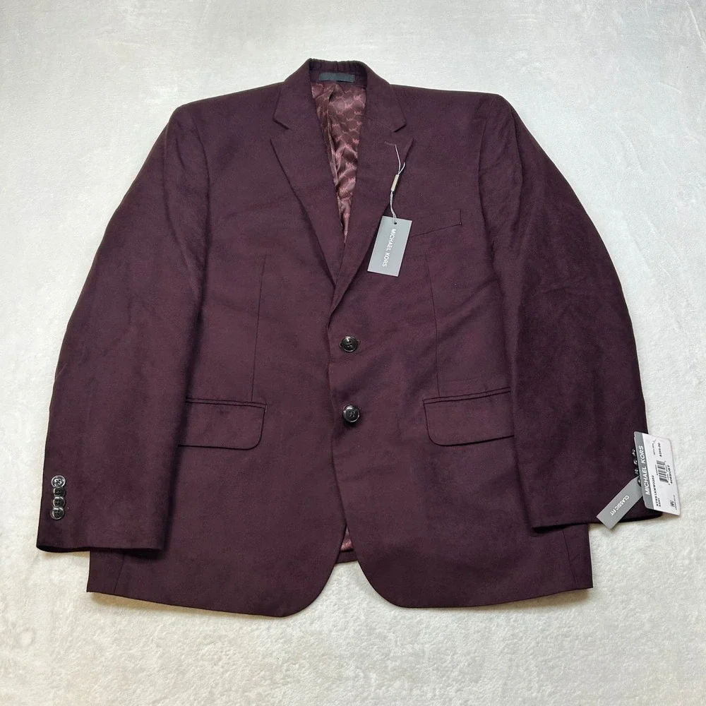 Michael Kors Faux Suede Sport Coat Mens 40S 40 Burgundy Red Classic Fit $295 NEW